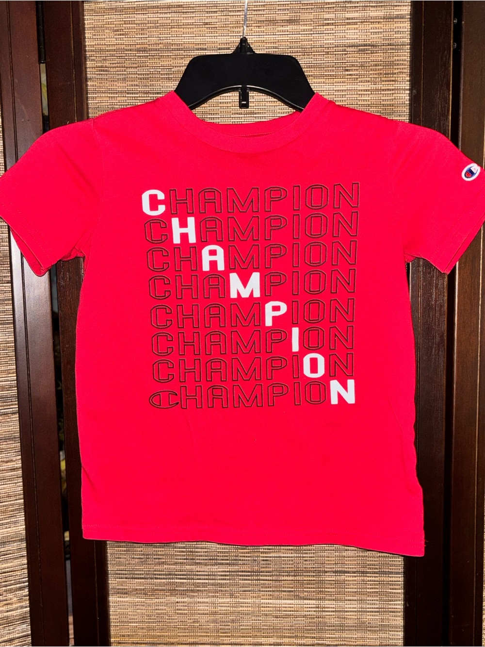 Champion Bright Red Short Sleeve Logo Tee